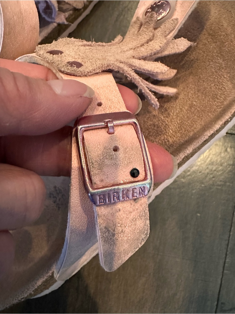 Birkenstock big kids pink suede leather sandals size 34 (2.5-3) - Picture 6 of 10